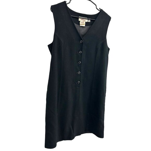 Worthington Womens Black Wool Buttoned Sleeveless Jumper Dress Size 12 - Picture 3 of 9